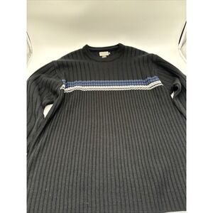 Arizona Jean Co Acrylic Sweater Mens‎ Size Extra Large Black Blue Colored Stripe
